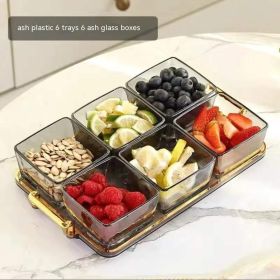 Dried Fruit Tray Living Room Home Glass Fruit Snack Dish Grid Candy Plate (Option: Ash Tray 1 6 Plates)